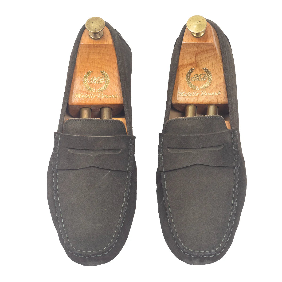 Gommino Suede Penny Loafers (Military Green Mehendi)