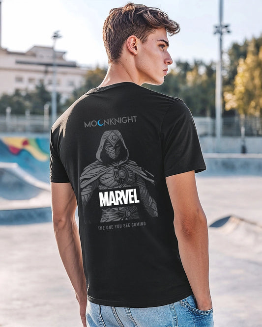 Men's Black Marvel Moon Knight Graphic Printed T-shirt