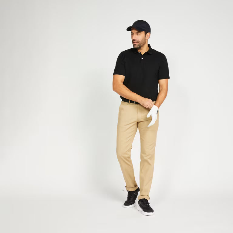 Men’s golf cotton short-sleeved polo shirt - MW100 black
