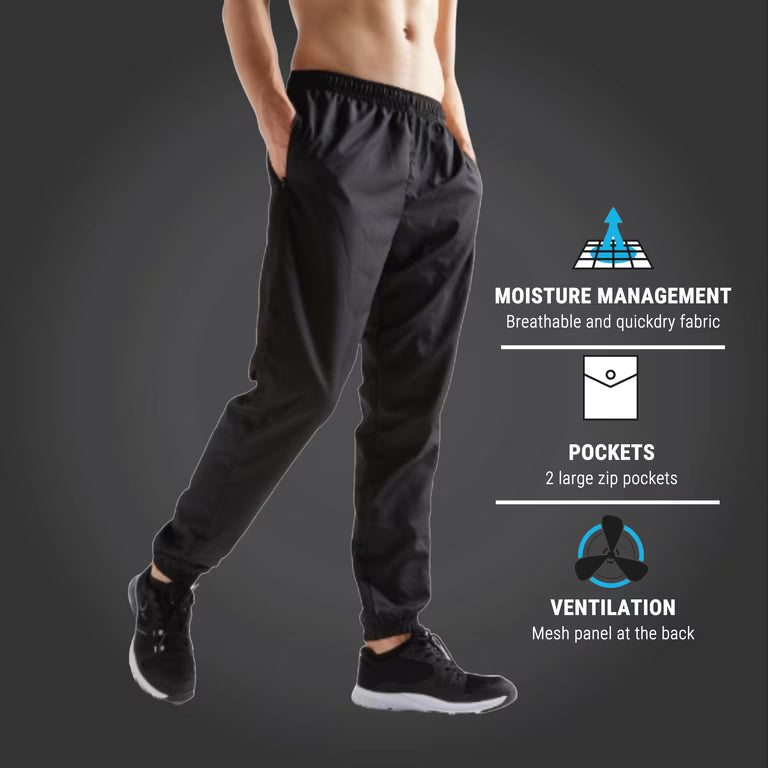 Men Gym Trackpants Joggers Slim Fit - Smoked Black