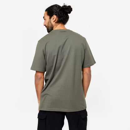 Men's Gym T-Shirt Cotton 500 Essentials-Grey Khaki