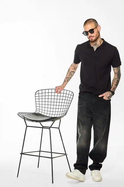 Core Lab Black Solid Polo T-Shirt