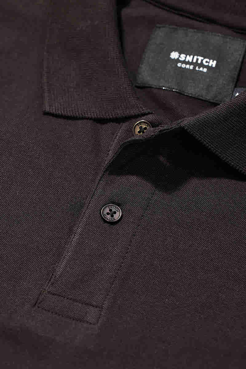 Core Lab Black Solid Polo T-Shirt
