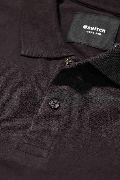 Core Lab Black Solid Polo T-Shirt