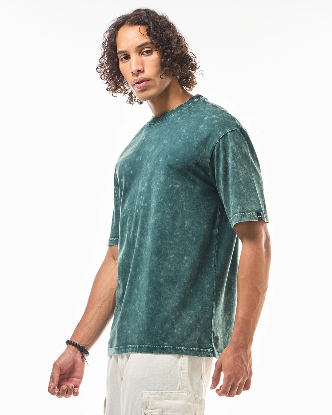 Men's Green Oversized Acid Wash T-shirt