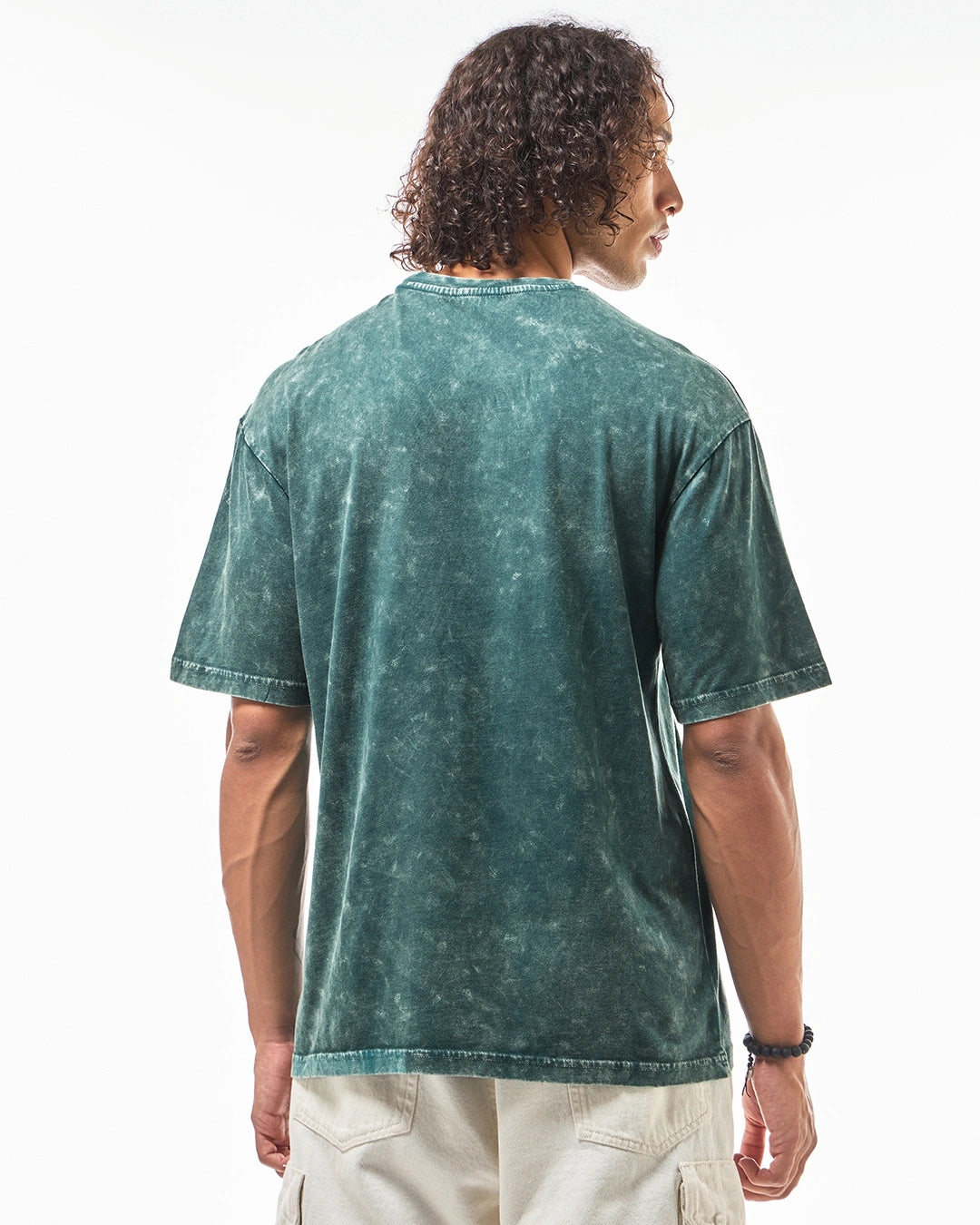 Men's Green Oversized Acid Wash T-shirt