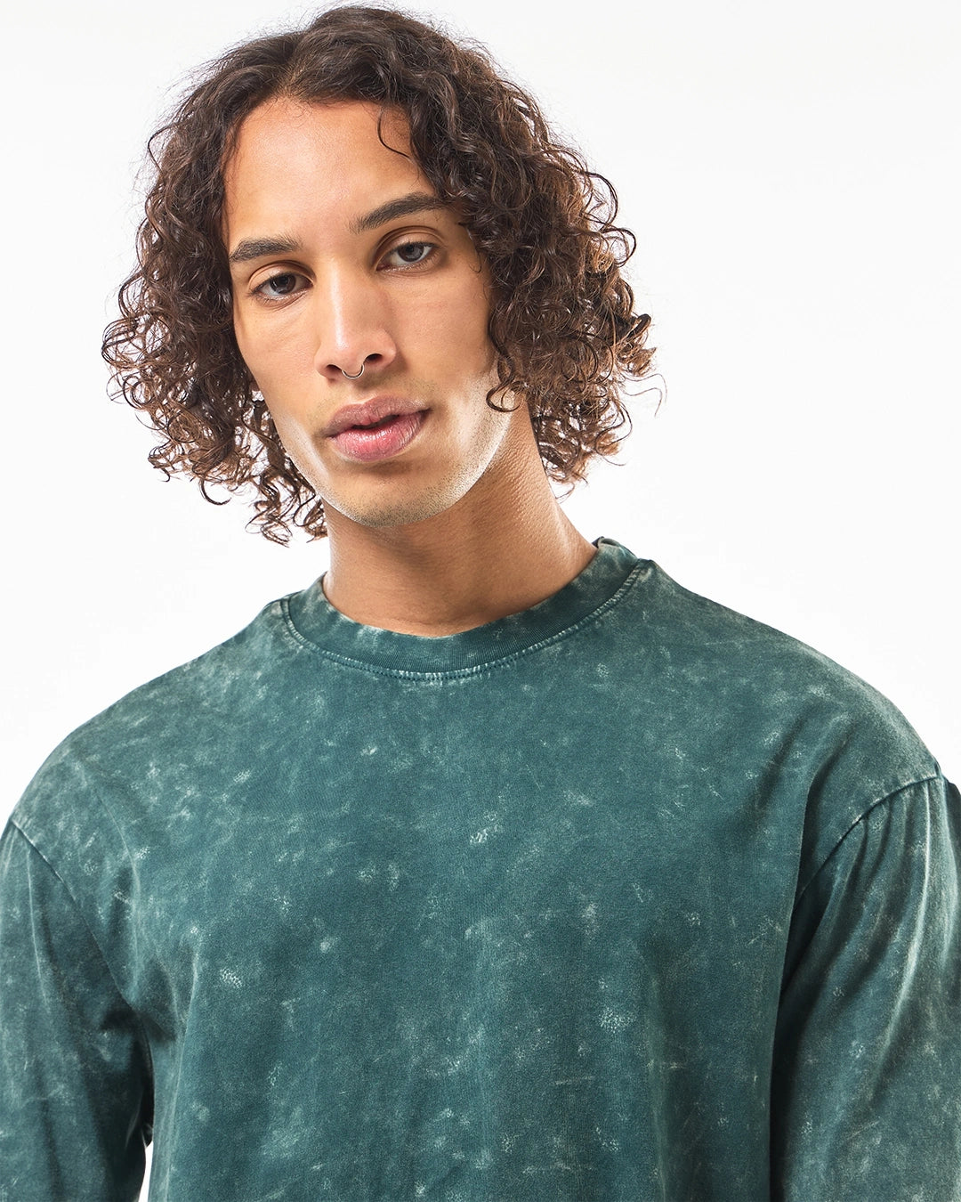 Men's Green Oversized Acid Wash T-shirt