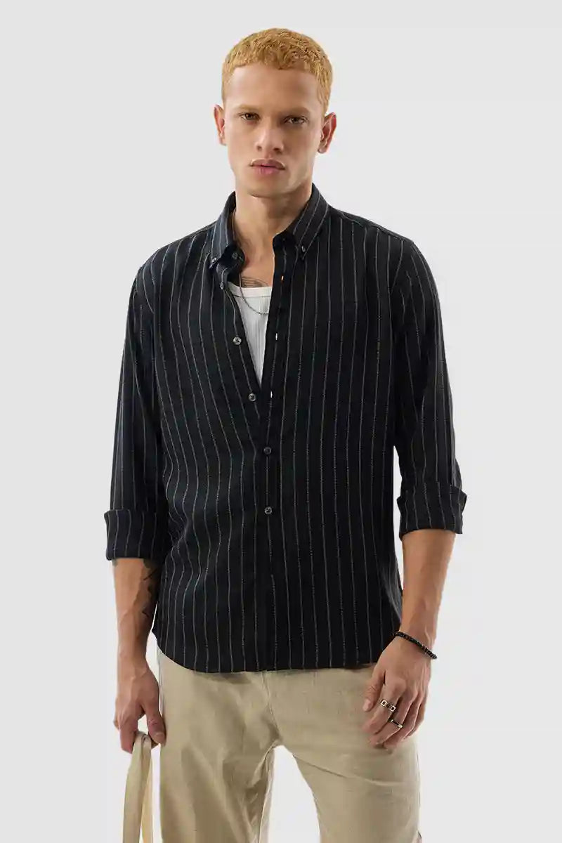 Black Stripes Regular Fit Shirt