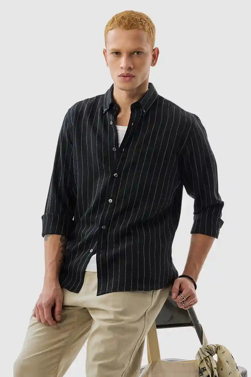 Black Stripes Regular Fit Shirt