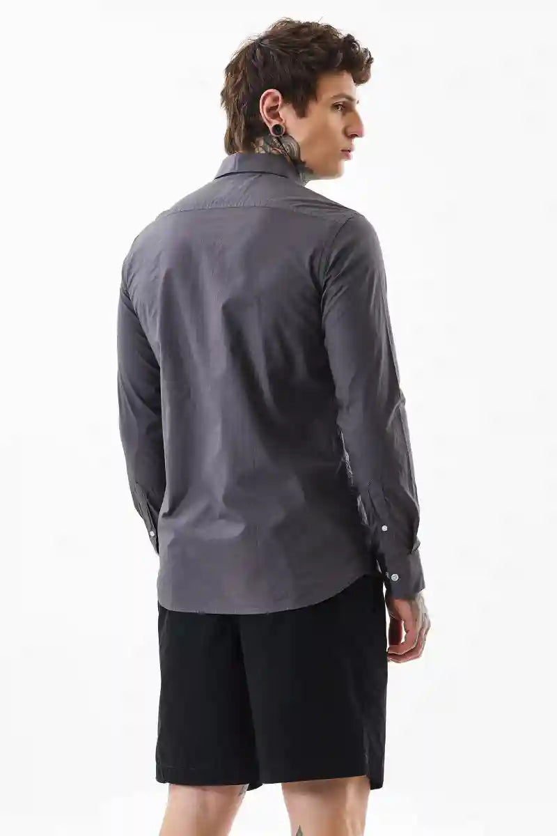 Core Lab Charcoal Grey Plain Slim Fit Shirt