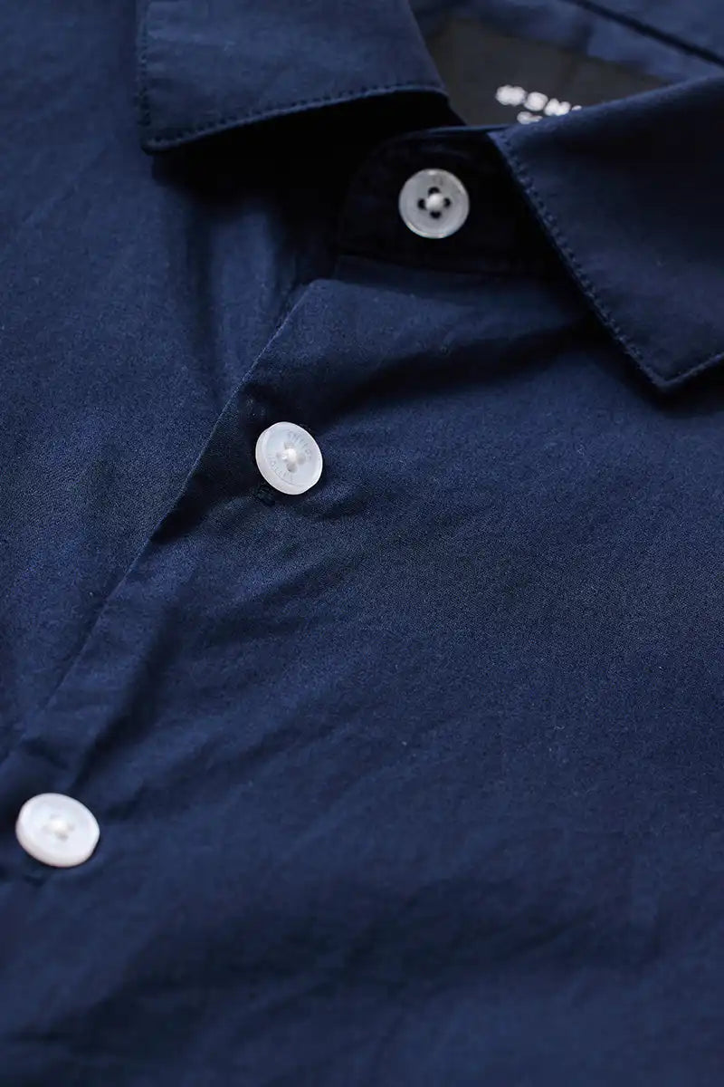 Core Lab Navy Plain Slim Fit Shirt