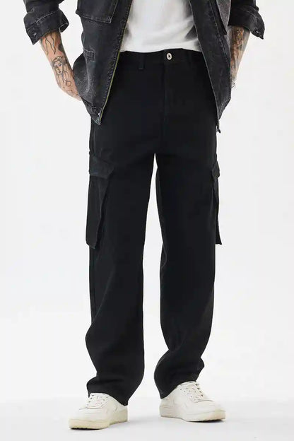 Black Mid Rise Loose Fit Jeans