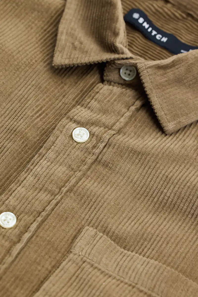 Light Brown Relaxed Fit Corduroy Overshirt