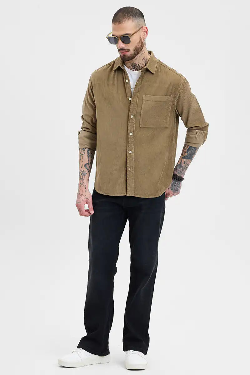 Light Brown Relaxed Fit Corduroy Overshirt