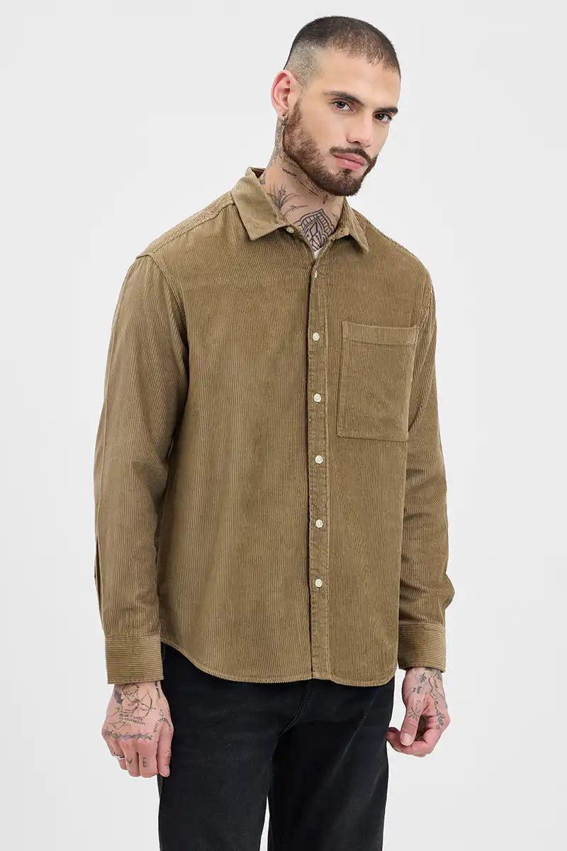 Light Brown Relaxed Fit Corduroy Overshirt