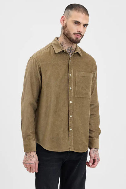 Light Brown Relaxed Fit Corduroy Overshirt