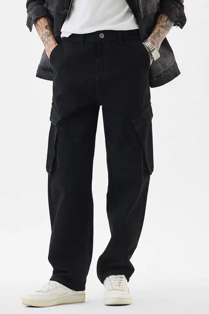 Black Mid Rise Loose Fit Jeans