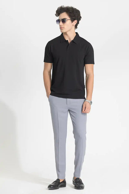 Black Textured Polo T-Shirt